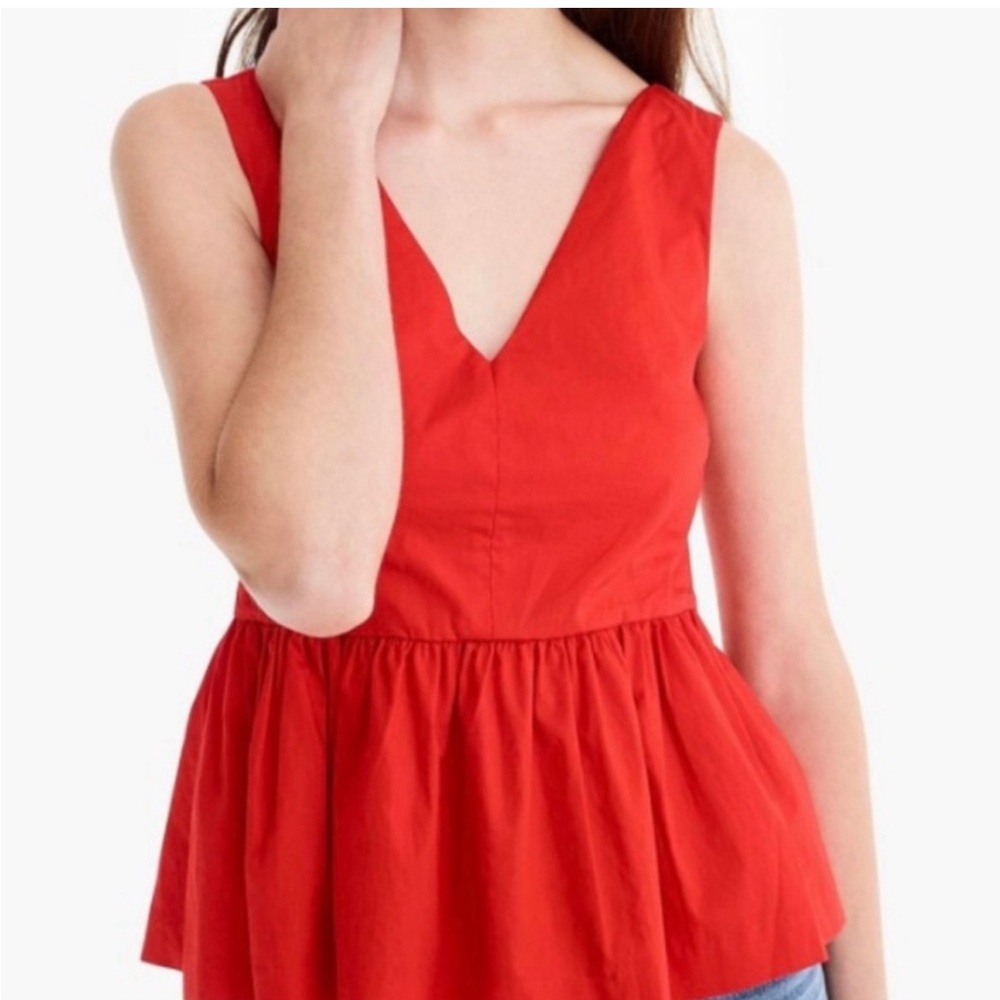 J crew red peplum tank